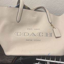 Over Sized White Coach Purse