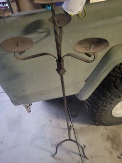 Vintage Wrought Iron Candle Holder 60 Inches Tall