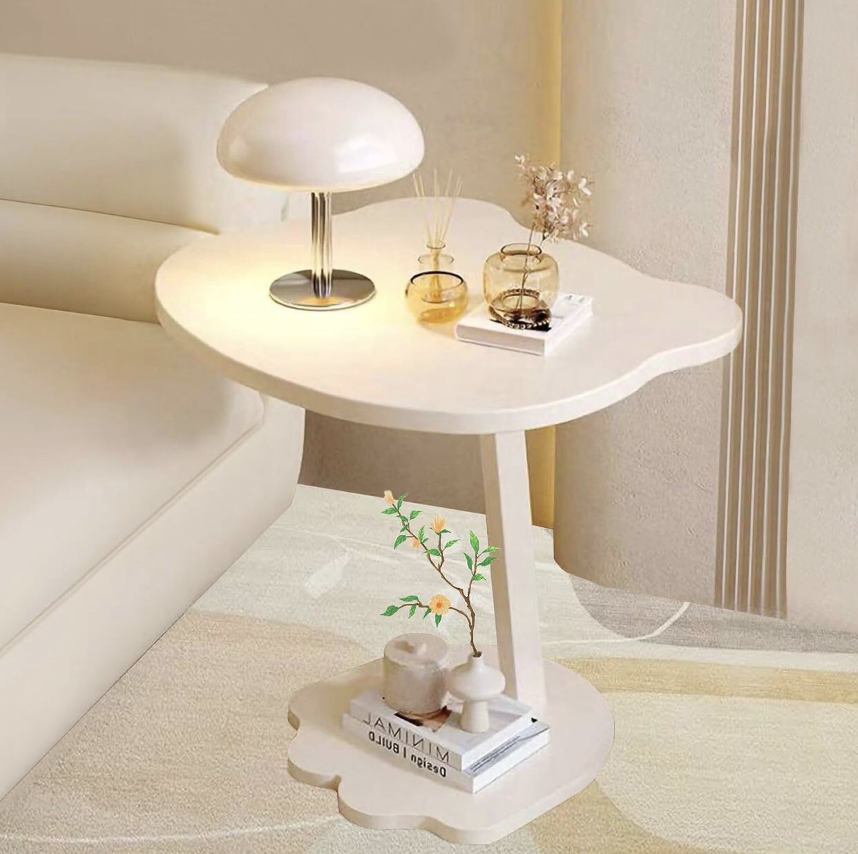 Unused! Bear Shaped small WHITE side table, for bedroom/nursery, living room (NO SCREWS)