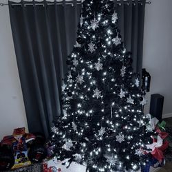 Black 7.5ft Pre-lit Christmas Tree 