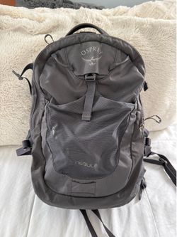 Osprey Nebula Gray Laptop Backpack Travel Hiking Daypack Mesh Pocket Damage
