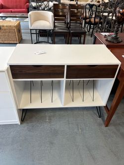 Modern white record cabinet (in store)
