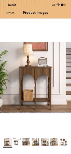 Console Table with Storage Shelf, 28" Small Narrow Entryway Table Vintage Wooden Table with Roman-Style Legs, Retro 2-Tier Sofa Table for Living Room,
