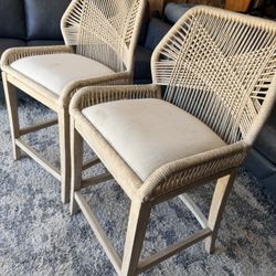 Loom 26" Taupe White Rope and Natural Gray Counter Stool *Set of 2