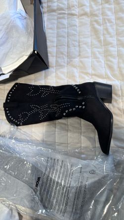 Fashion Nova Black Studded Heeled Boot