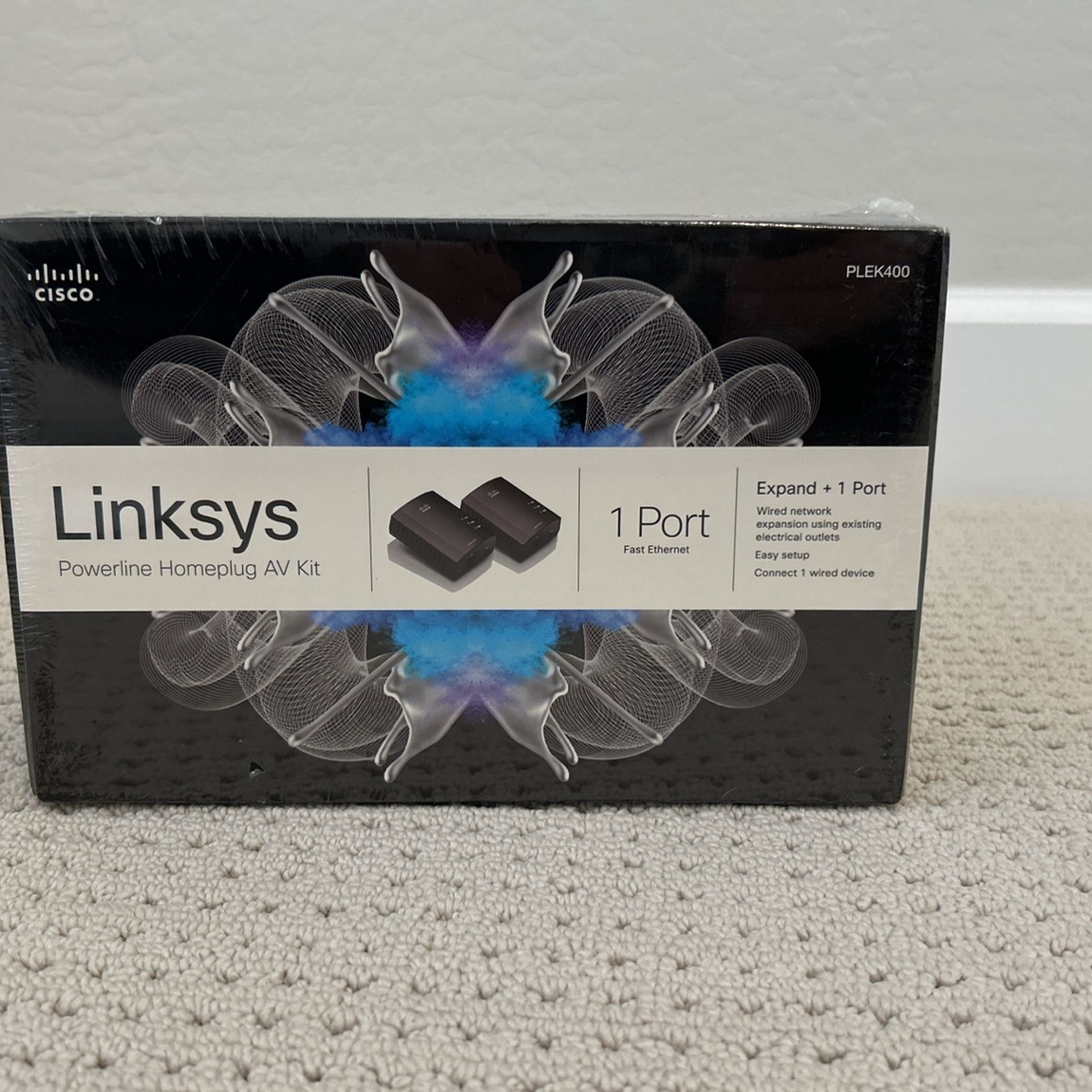 NEW- Unopened- PLEK400-NP - Linksys Powerline Av 1-Port Network Adapter Kit