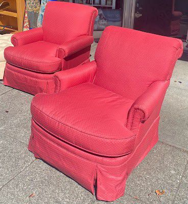 Raspberry Red Classic Reupholstered Armchair by Spicer’s (We Have 2)