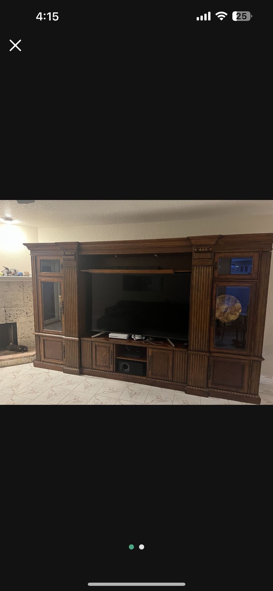 Solid Wood Entertainment Center Wall Unit