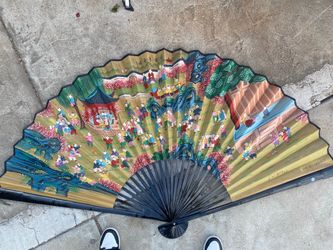 Large Decorative Asian Hand Fan Wall Art