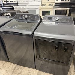 Ge profile mega capacity washer and dryer set electric with warranty