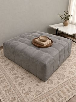 Gray Tufted Ottoman