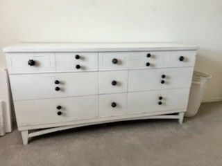 "Beautiful White 9 Drawer Dresser
Some wear and tear—could use a touch up…GREAT BONES!!

Pickup 303 and Happy Valley"