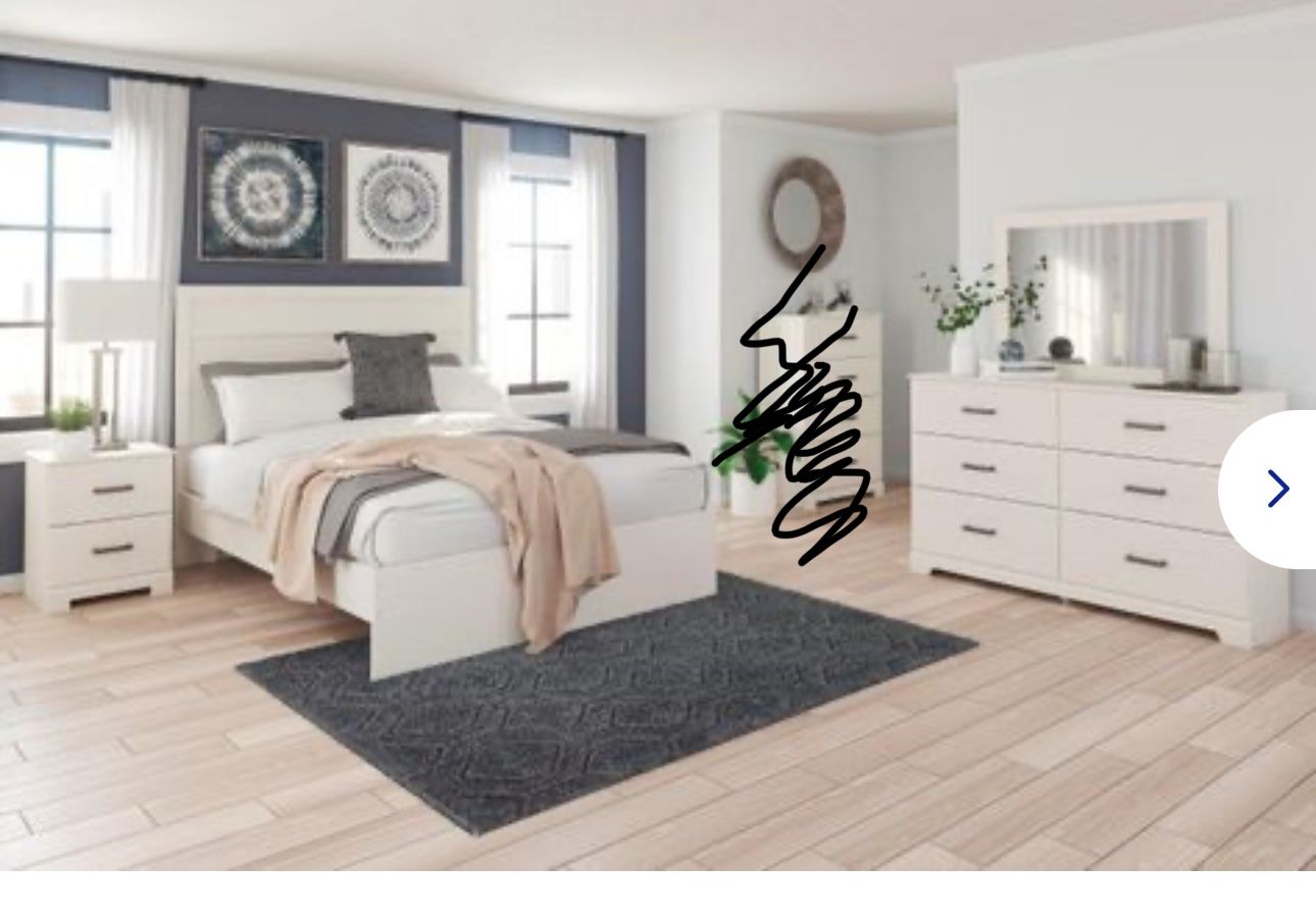 White 3 Piece bed Room Set- King Size