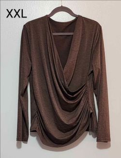 Athleta XL & Brown XXL Draped Long Sleeve Tops Bundle