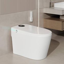 2491 $240  Smart Toilet with Bidet Built in, Heated Seat, 4 Cleaning Modes, Child Mode, Warm Dryer & LED Display, Elongated One-Piece Electric Toilet 