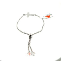 925 Sterling Silver Lariat Sideways Cross Bracelet 2.80grams 163195 9