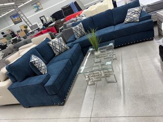 2pc Living Room Set 💙 Blue Fabric
