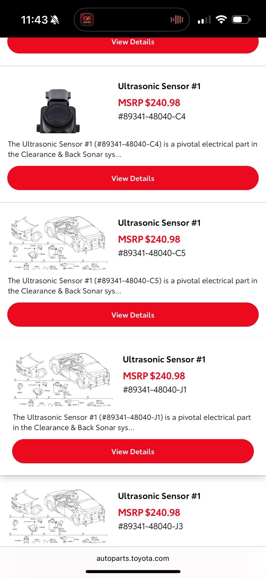 Toyota Parking Sensor