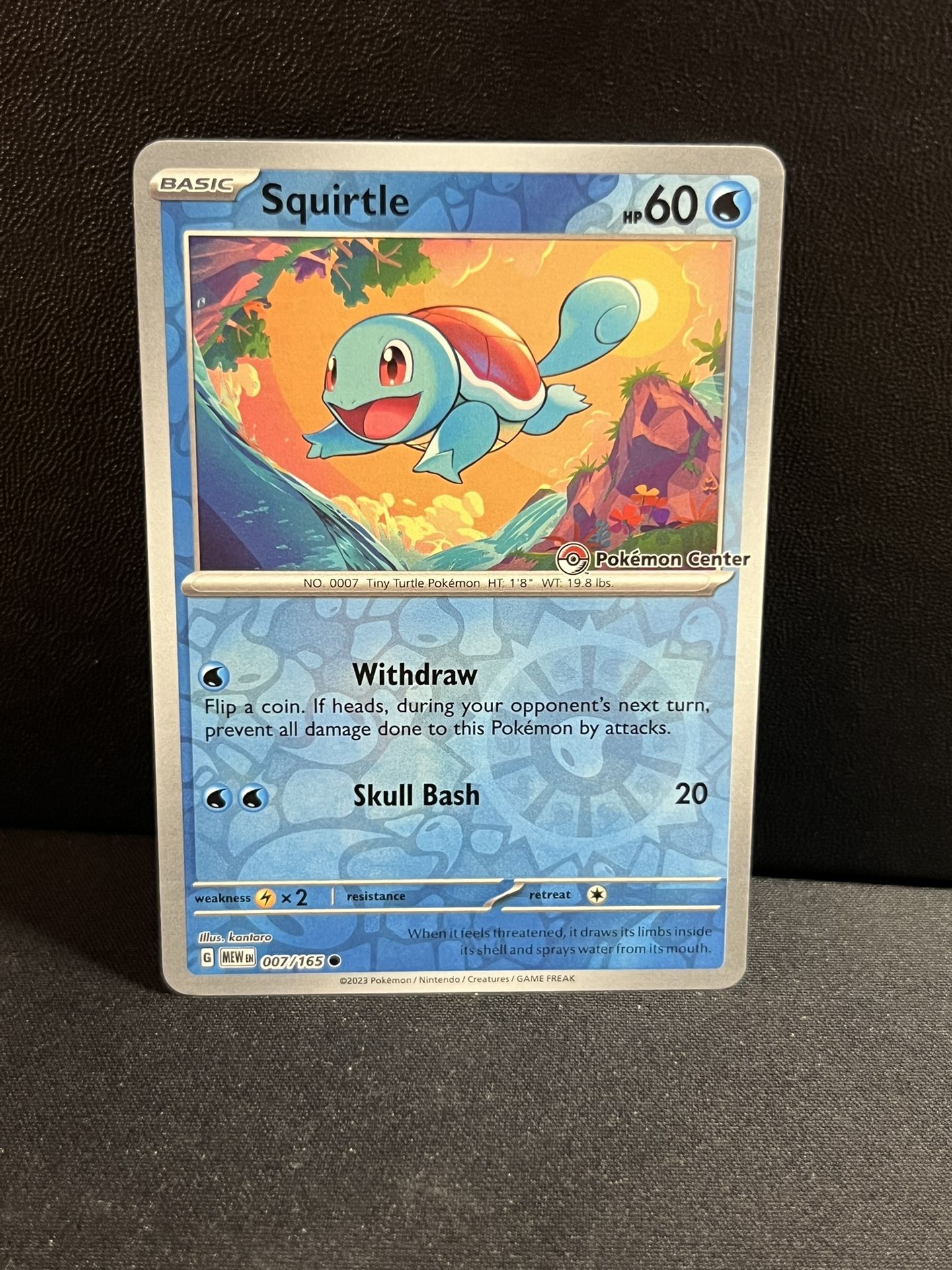 Pokemon Center Exclusive STAMPED Squirtle 151 Promo 007/165 Reverse Holo