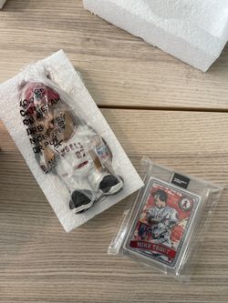 Mike Trout Gnome + Topps Mike Trout Baseball Card