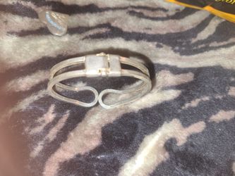 Silver Tone Double Band Bangle Bracelet