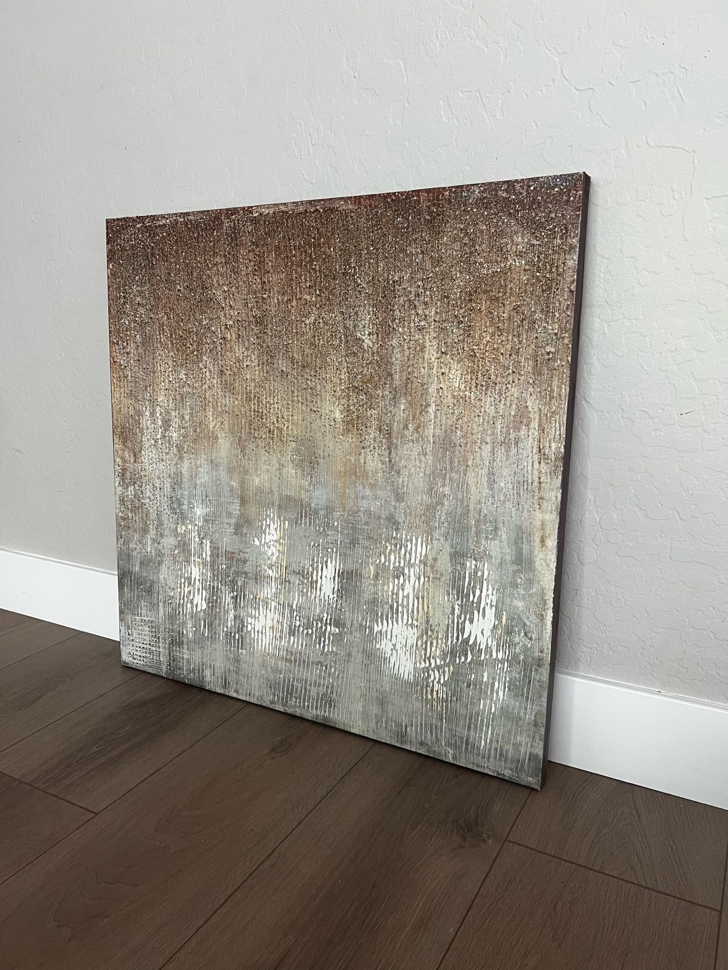 32x32 LARGE Textured Canvas Brown/Beige/Grey/Gold/White/Black Artwork