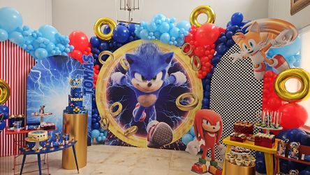 DECORACION PARA FIESTA DE SONIC INCLUYE  TODO LO DE FOAM