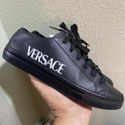 Authentic Versace Black Leathers Low Trainers, Size 38 size 8 women man size 7 