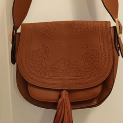 Embossed Bohemian Saddle Floral Laced Tassel Western Cowgirl Purse Shoulder Bag