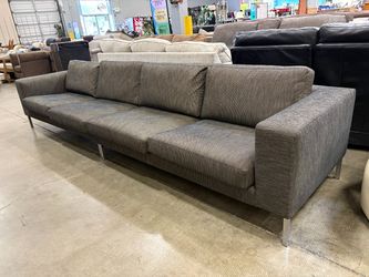 BENSEN Modern Heathered Black Low Back 2 Piece Grand Sofa with Chrome Legs