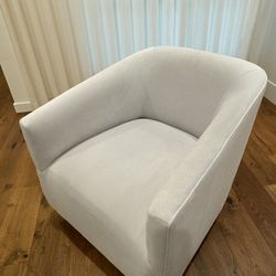 Restoration Hardware Italian Mist Velvet Arm Swivel Chair