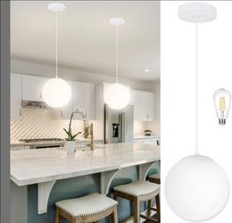 Modern White Globe Pendant Light 10” - Brand New in Box (Includes LED Bulb)