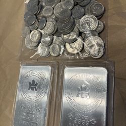 Silver 90 Percent Quarters And Dimes… Plus 2/10 Ounce Canadian Bars 