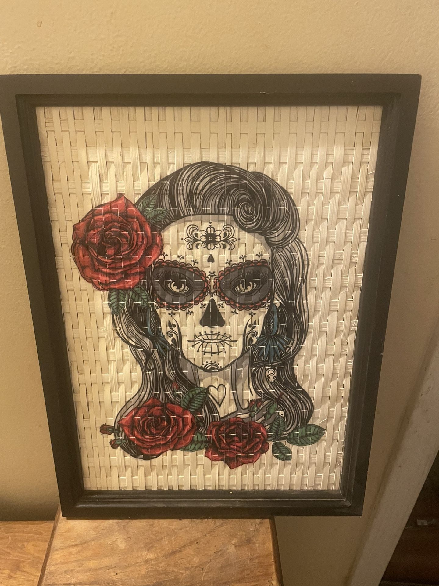 Skull.. Art. Framed...Dia De Los Muertos Wall Decor Catrin Sugar Skull Art Framed Ebay $40. my sale price today $7. see pictures for beauty