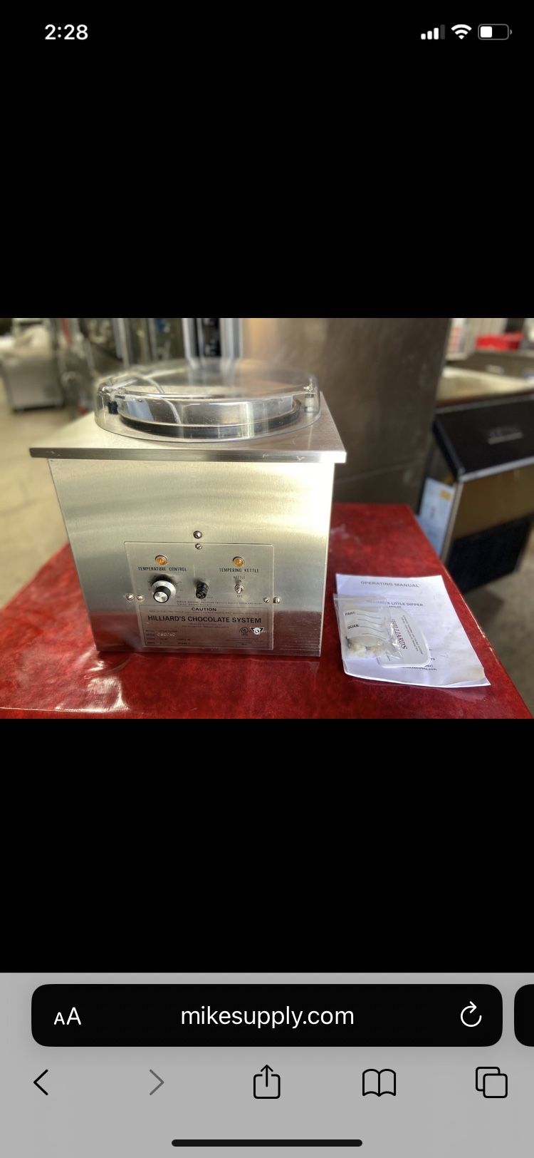 Chocolate Tempering Machine Temperer Melter Hilliard’s Little Dipper 120V #8781
