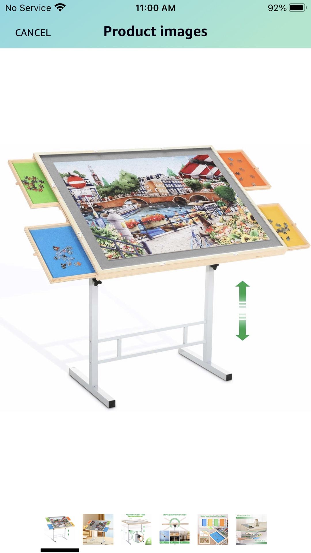 Puzzle Table with Drawers for Adults 1500 Pieces Angle & Height Adjustable Jigsaw Puzzle Table with Metal Legs 35"X26" Tilting Puzzle Board Table with