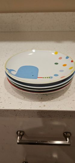 Kids Ceramic Plates with Animal Design Set of 4