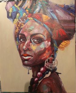 Beautiful oil painting of an African woman, entitled Culture Woman