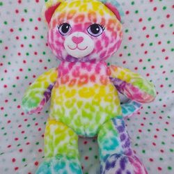 Build-A-Bear Workshop Lisa Frank Leopard Rainbow Plush Stuffed Cheetah Cat 17"