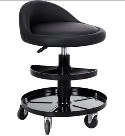 Seat Stool with Storage Tool Tray Adjustable Height for Auto Repair 300 LBS Capacity