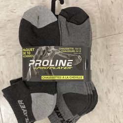 NWT Proline Men’s Quarter Crew Socks 10 Pairs