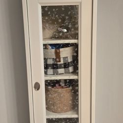 White Bathroom Storage Cabinet with Glass Door
