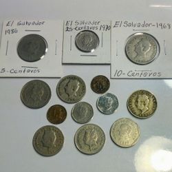 LOT OF (13) 1-5-10-25 CENTAVOS COINS FROM EL SALVADOR TO COLLECT