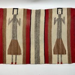 Antique Navajo Rug Textile Native American Indian Yei Pictorial 33” x 18 Weaving
