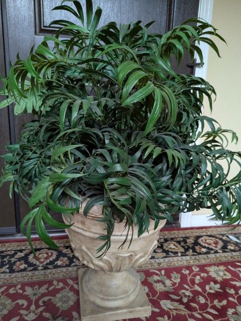 Vintage Decorative Roman Style Urn Planter W Faux Plant
