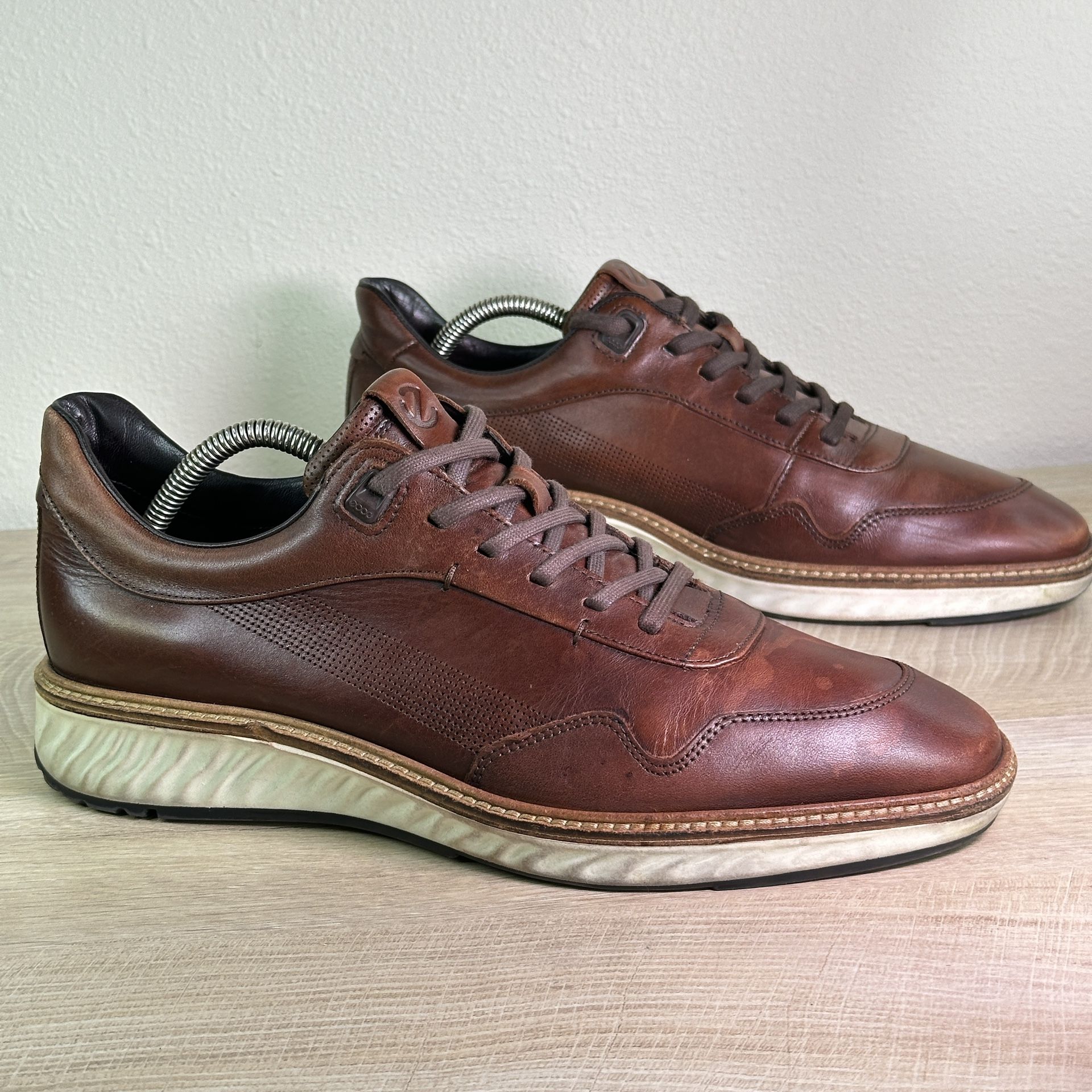 ECCO MEN'S ST.1 HYBRID DERBY SHOES Size US 9-9,5 Brown leather MSRP 250