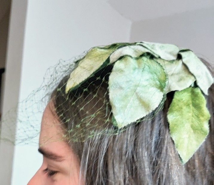 Vintage Faux Leaf "Birdcage" Netting Hat