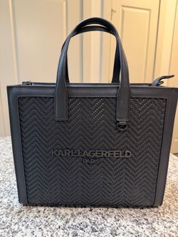 Karl Lagerfeld Black Woven Tote Bag