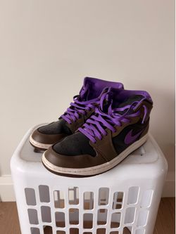 Jordan Air Jordan 1 Mid Palomino Leather Sneaker Brown Purple Black DQ8426-215