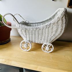 Vintage wicker doll carriage